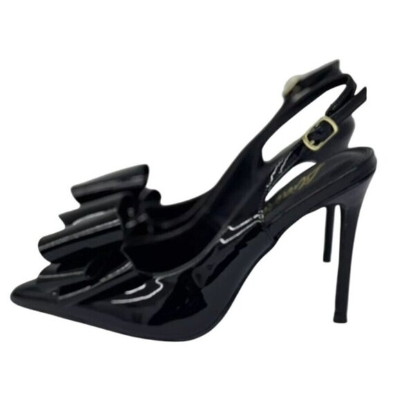 LILIANA / Lana -1 / Black / Patent / Slingback / Heels  / With Bow Detail & Poin - Picture 4 of 8